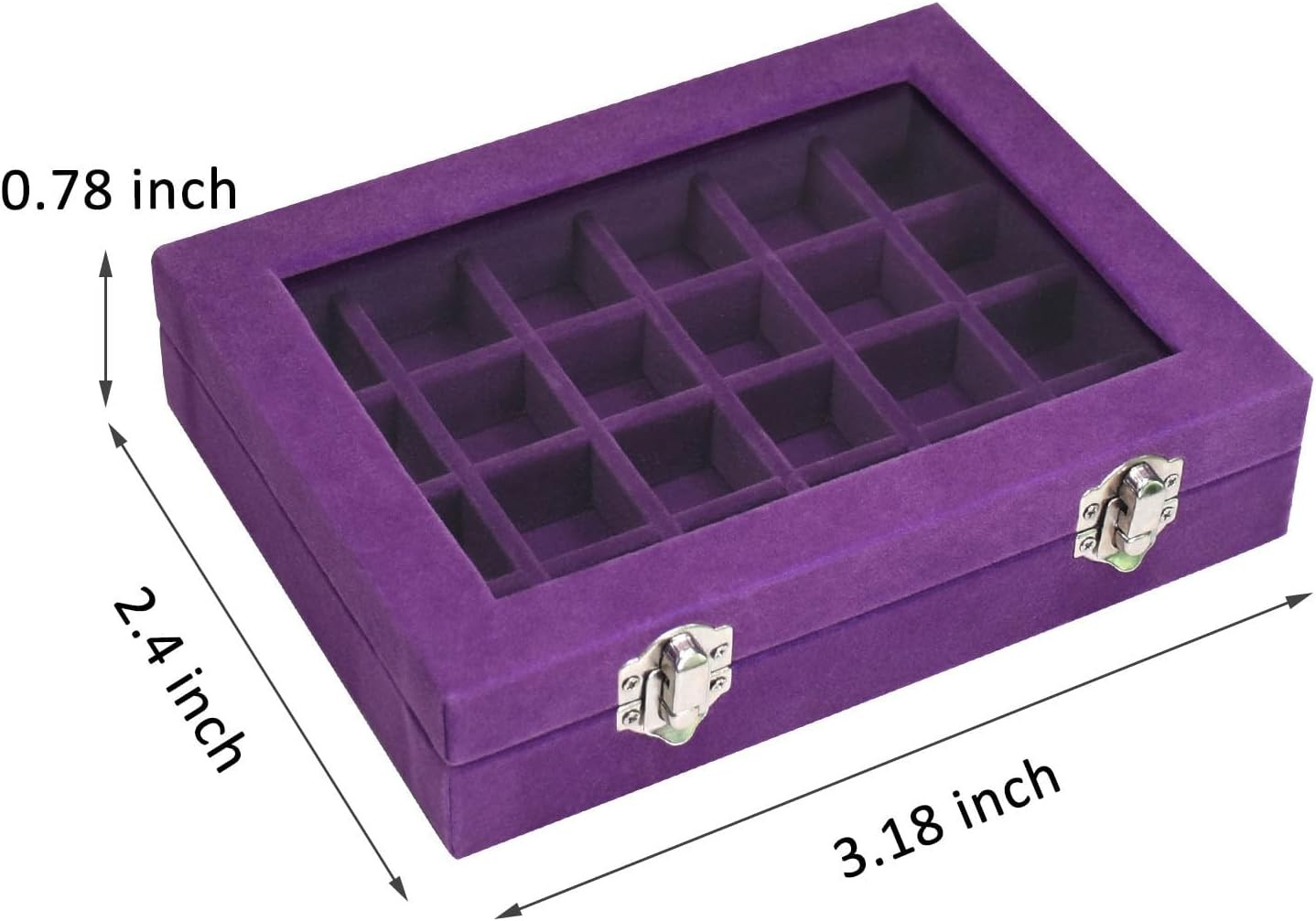 Velvet Jewelry Box 24 Grid Jewelry Ring Display Organiser Box Tray Holder Earrin