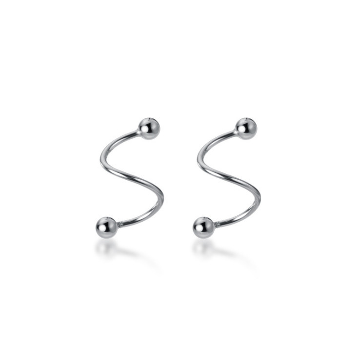 Huggie Spirals Small Hoop Screw Backs Stud Earrings Sterling Silver Set Box PE40