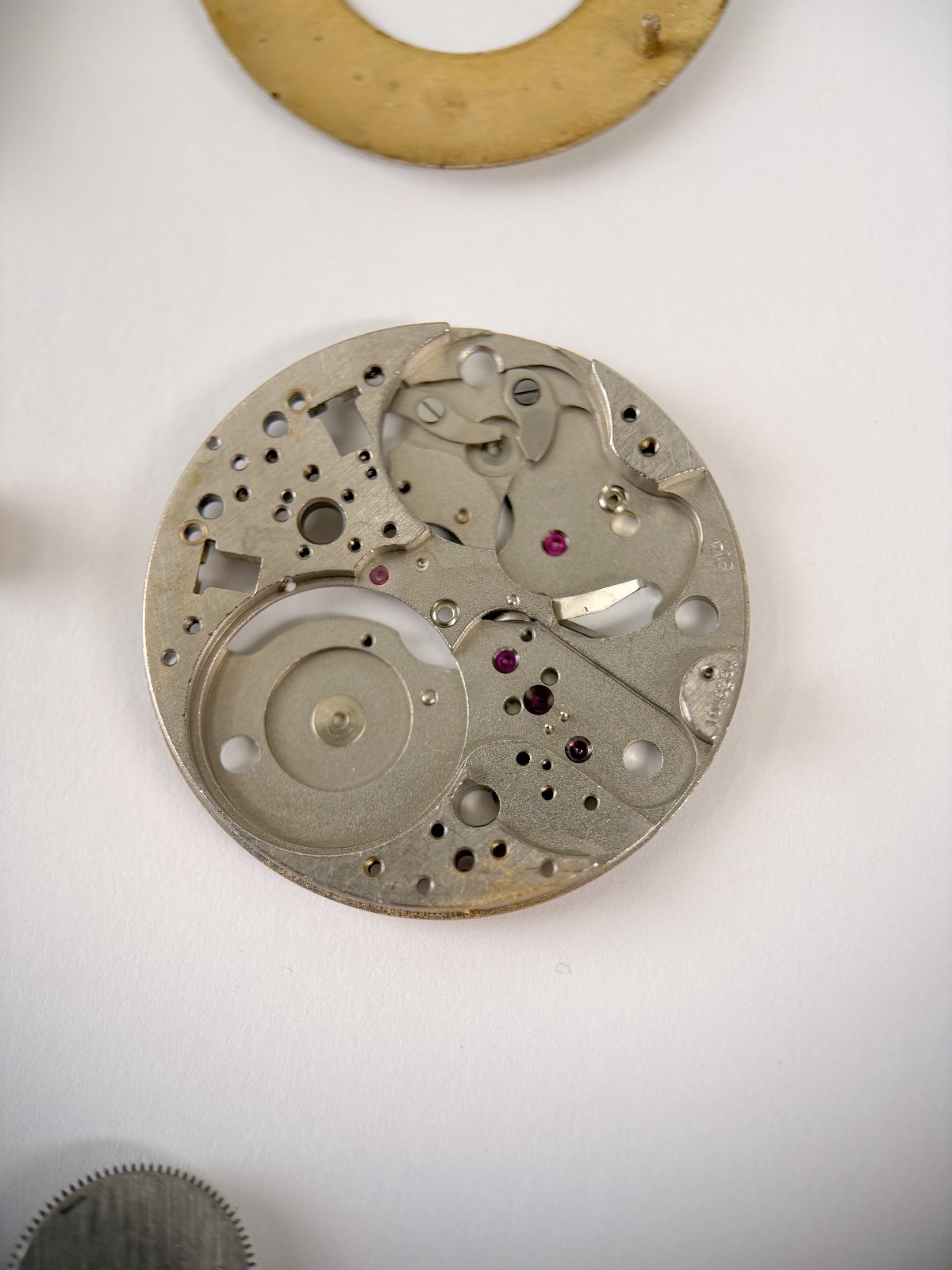 Jaeger LeCoultre Cal 814 Memovox Alarm Movement Part Balance Fork Barrel Wheel 2