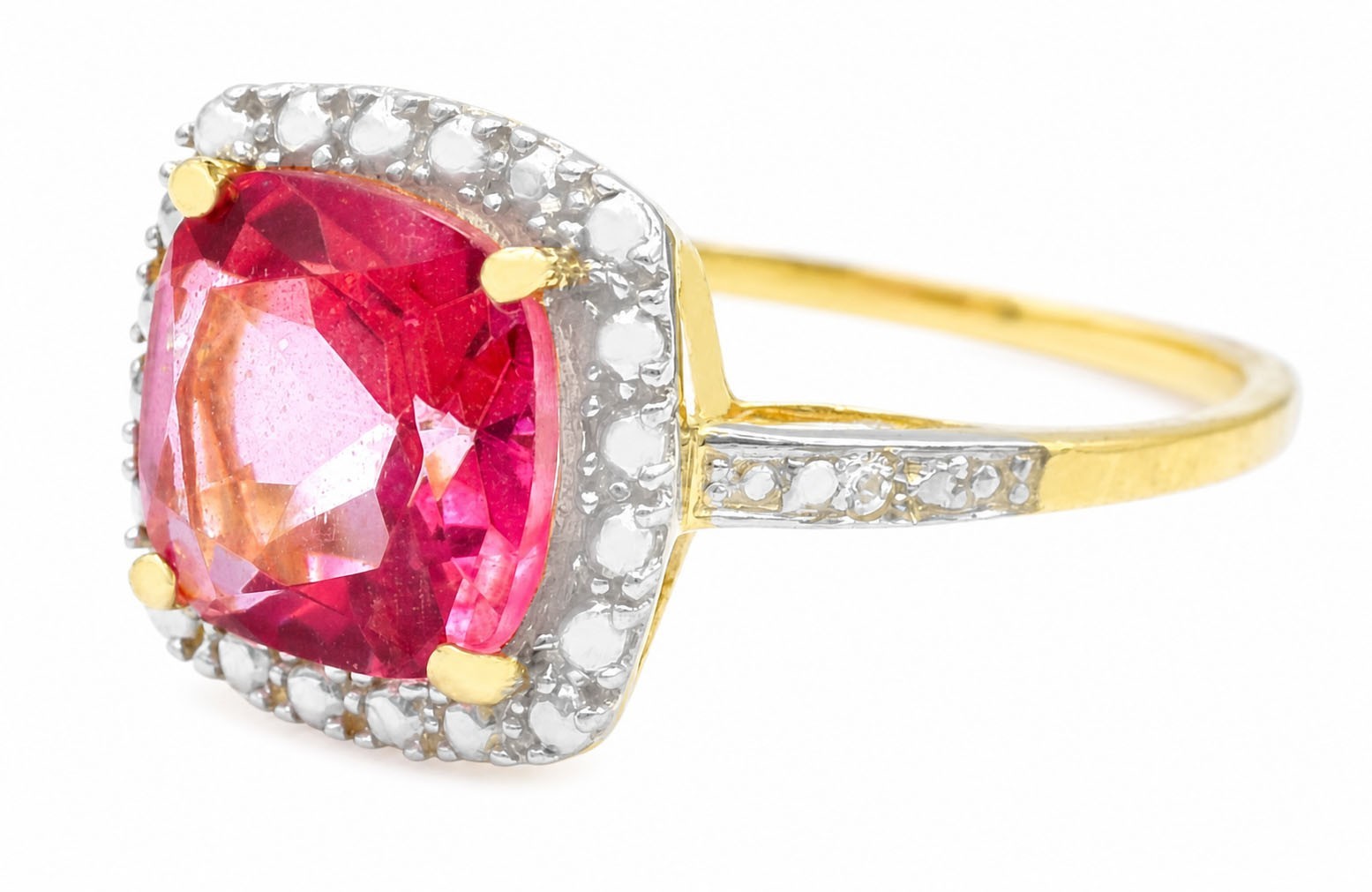 GENUINE 3.85 Cts PINK SAPPHIRE & DIAMONDS RING 10K GOLD – Free Appraisal
