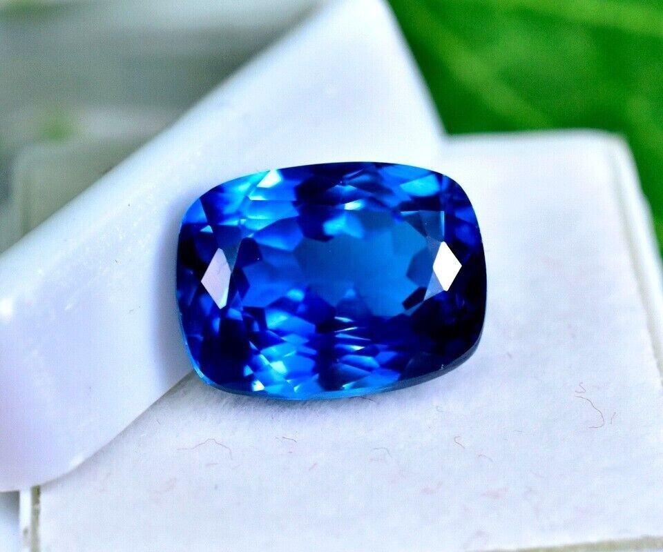 Flawless Natural London Blue Topaz 15Ct Cushion Cut Loose Certified Gemstone AAA