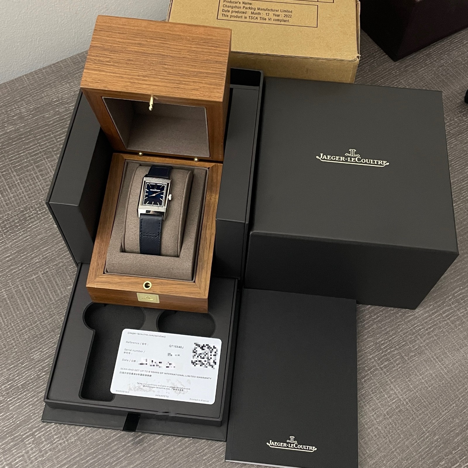 Jaeger-LeCoultre Reverso UNWORN 12/2025 Tribute Monoface Blue Dial Leather Watch