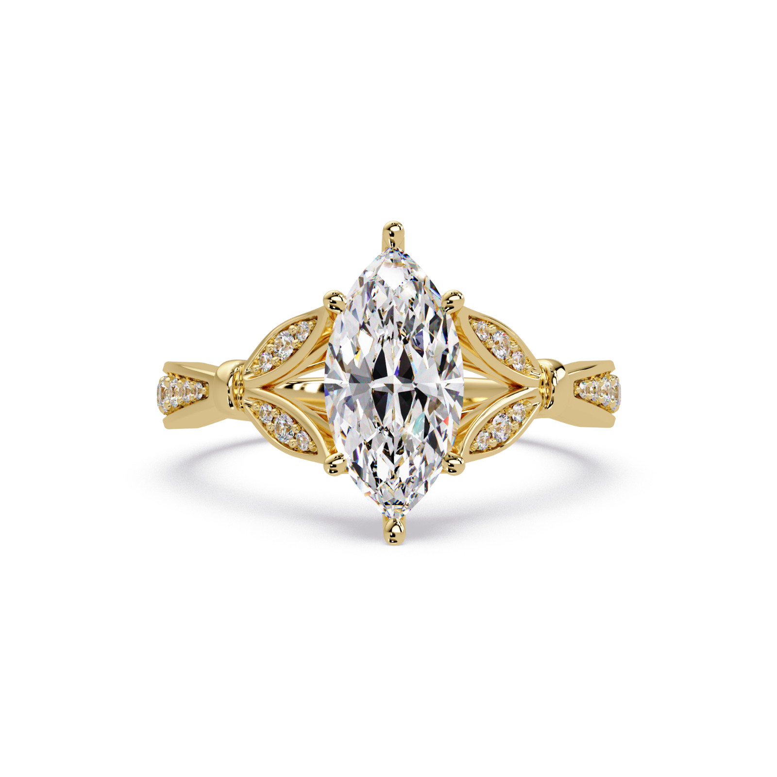 Vintage Floral Leaf Marquise Lab Grown Diamond Ring 1.25 CTW 925 Silver DEF VVS