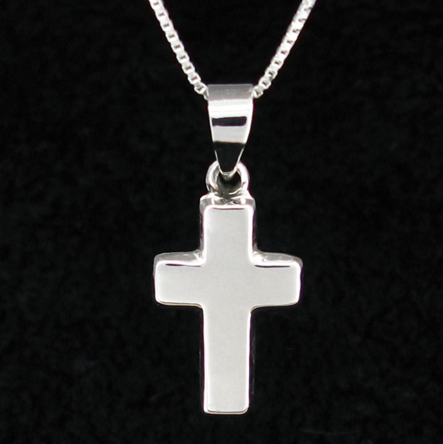 Small THICK Cross Pendant – All Sterling – Reversible – Chain Choice