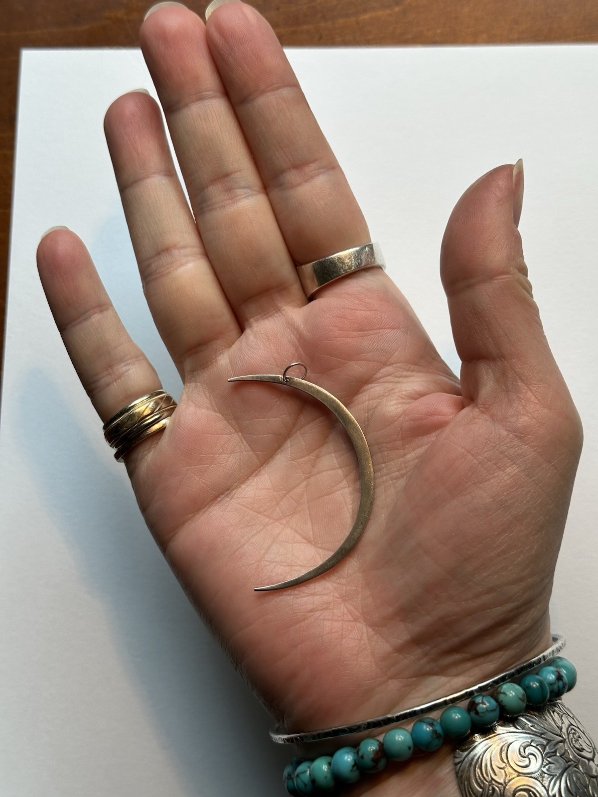 Handmade Sterling or 999 Silver Crescent Pendant, 2+ in from Etsy Boutique