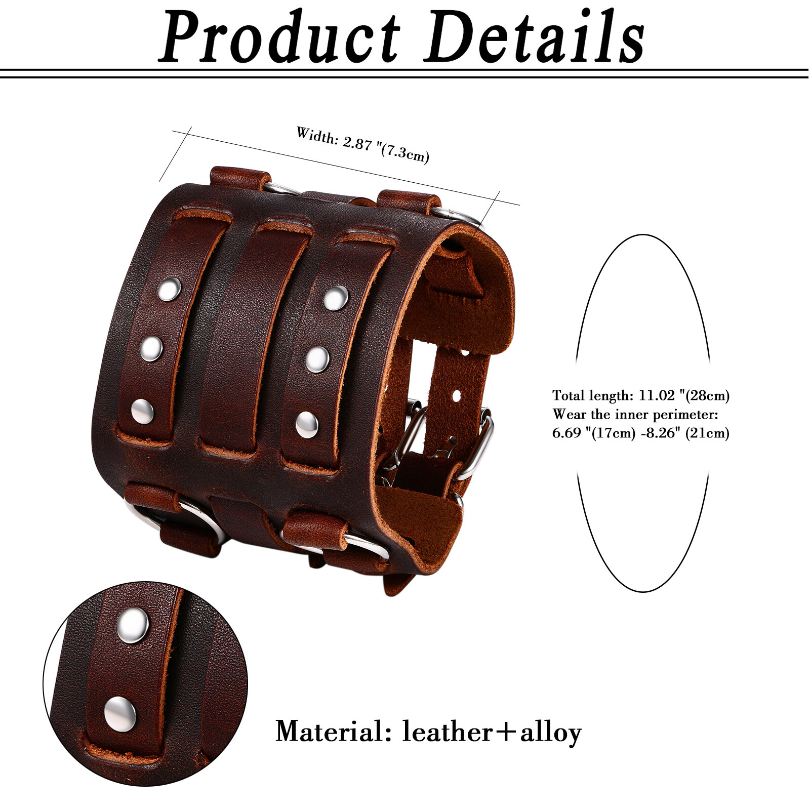 Mens Punk Wide Braided PU Leather Bangle Wrap Bracelet Adjustable Cuff Wristband
