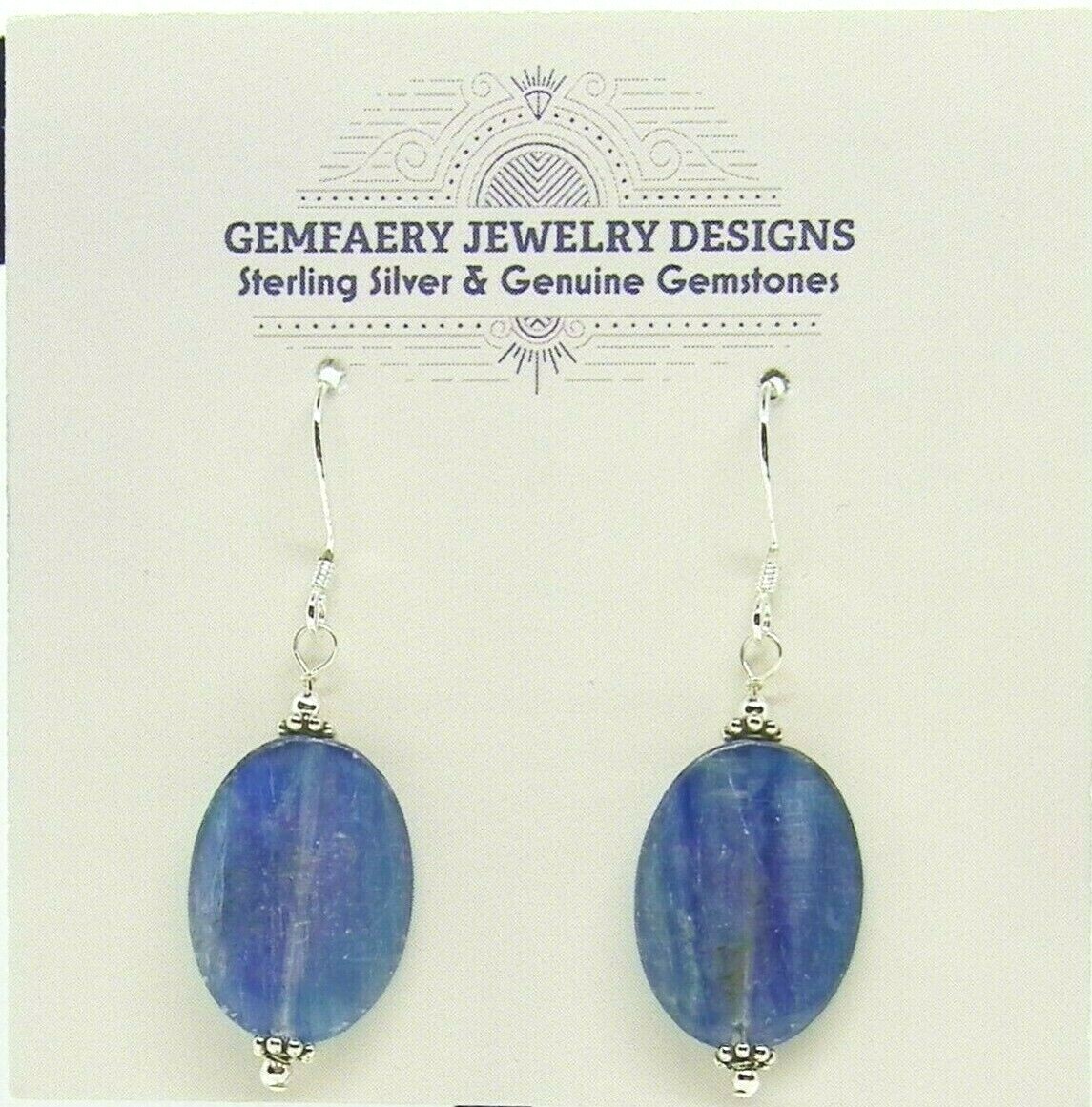 Sterling Silver Natural KYANITE Gemstone Dangle Earrings #2279…Handmade USA