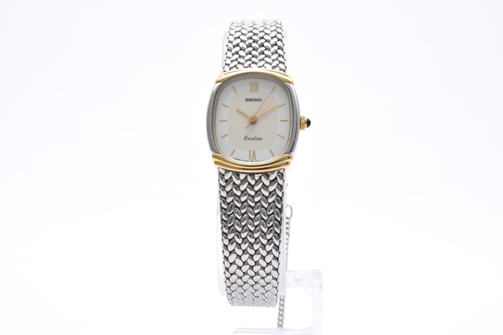 【 Exc+5 】 SEIKO Exceline 1221-5890 21mm Quartz Vintage White Dial Oval Watch
