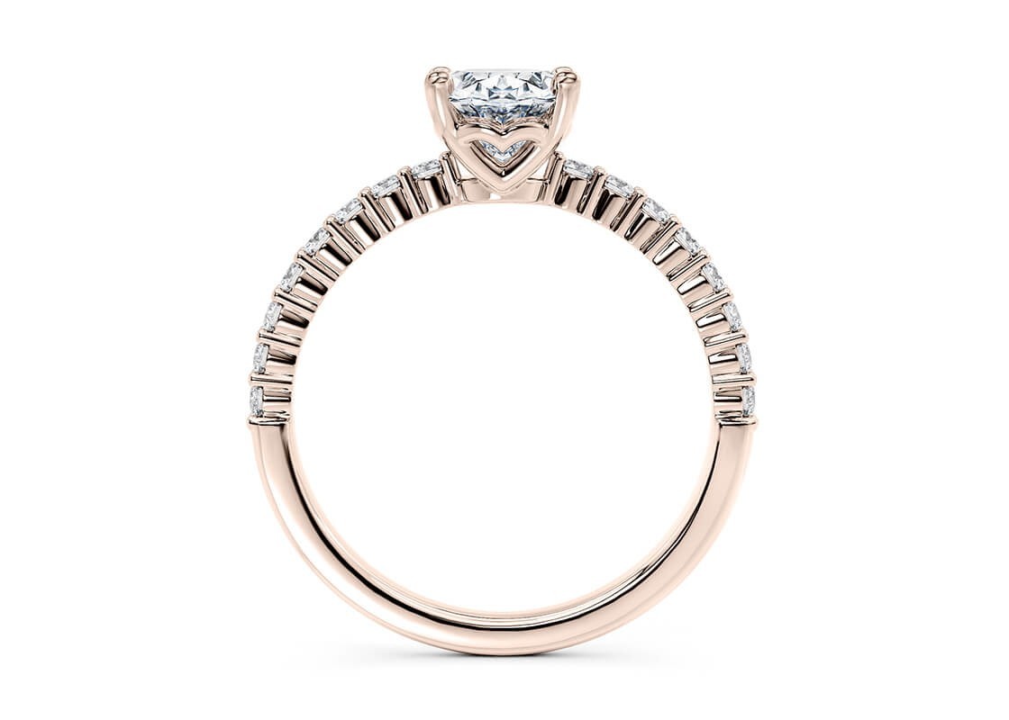 Lab Grown 8×10 mm Oval Diamond Solitaire Pavé Band Engagement Sterling Silver