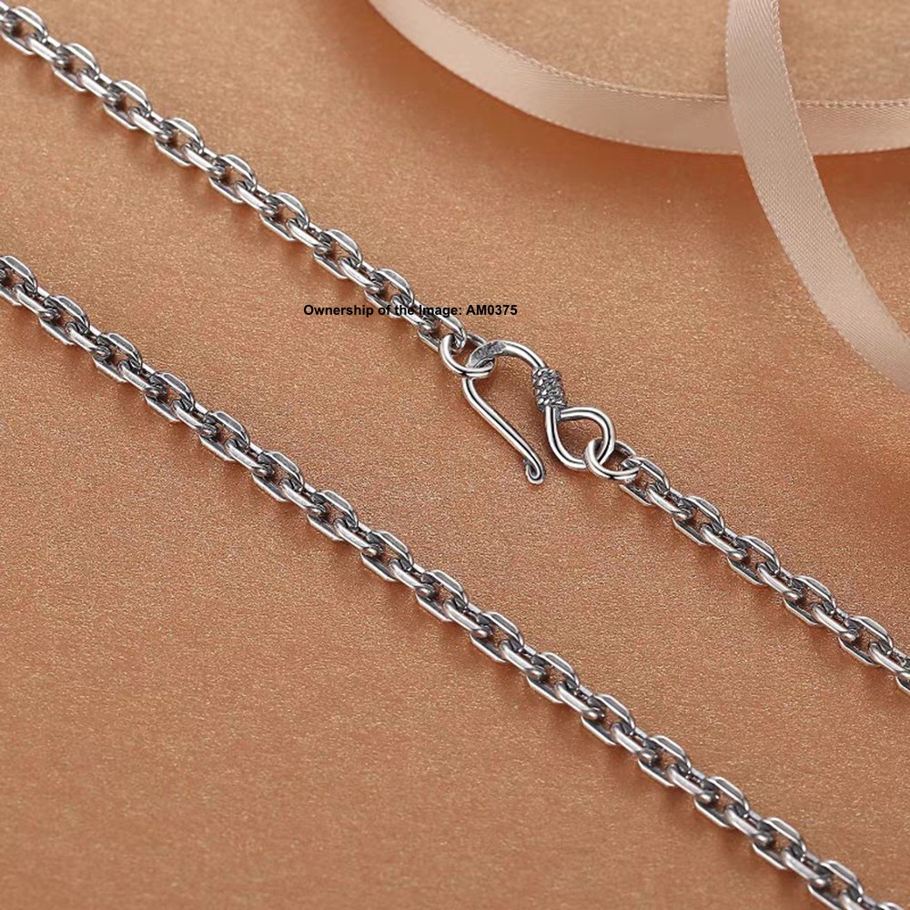 Pure 925 Sterling Silver Necklace – 4mm Cable Link Chain Necklace 50-70cm