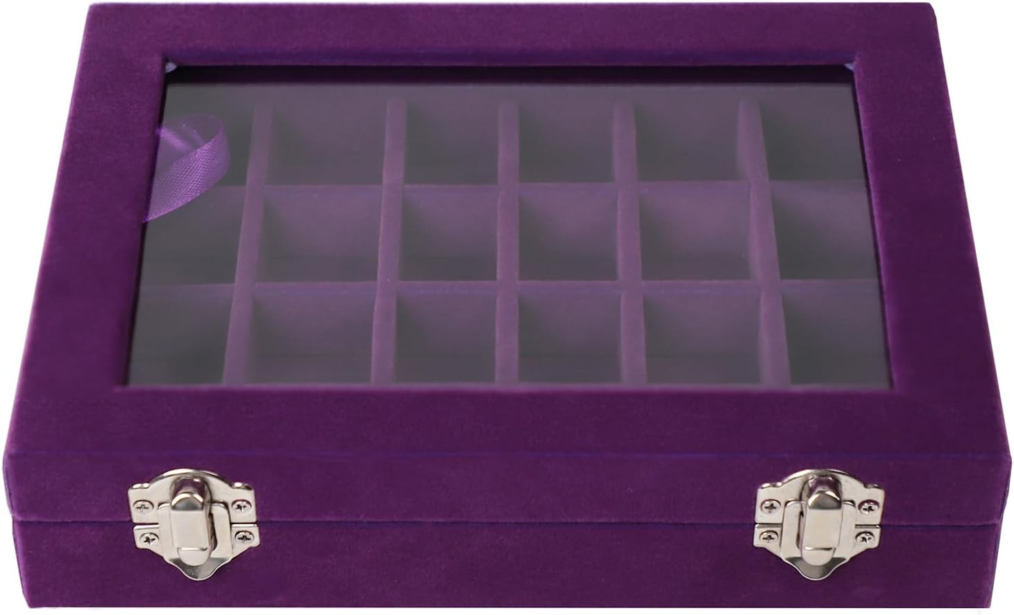 Velvet Jewelry Box 24 Grid Jewelry Earrings Display Organiser Box Ring Tray Hold