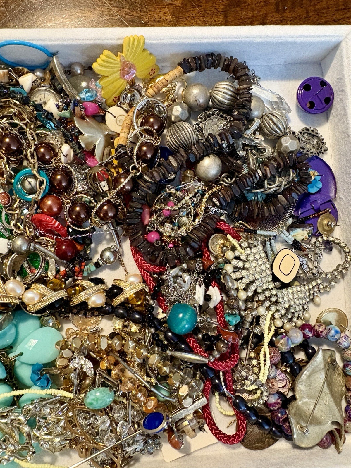 3+lb Lot Costume Jewelry Craft/Repair Bag Bracelets Necklaces Earrings Chain