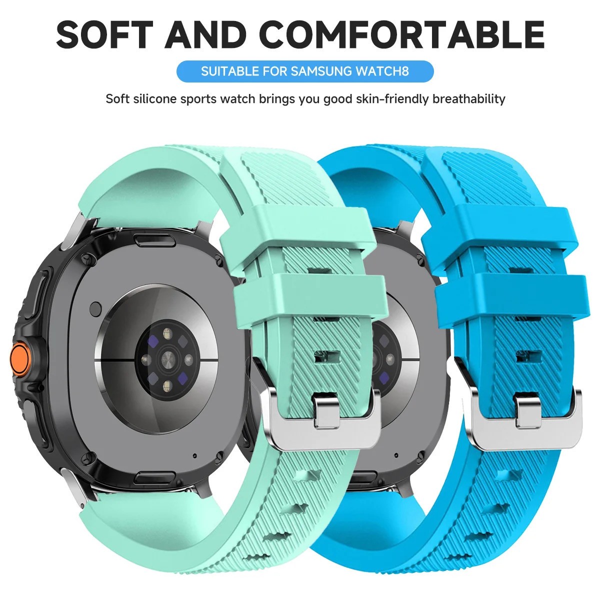 Silicone Watch Strap for Samsung Galaxy Watch 8 40mm 44mm 8 Classic 46mm Band