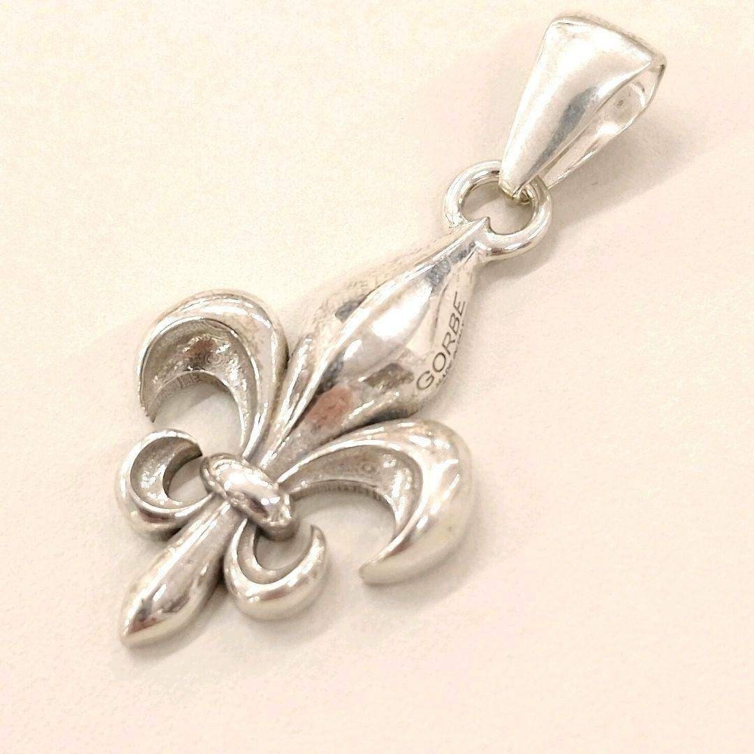 Excellent+++ GORBE/Golbe Sterling Silver 925 Fleur-de-lis Pendant, Made in Italy