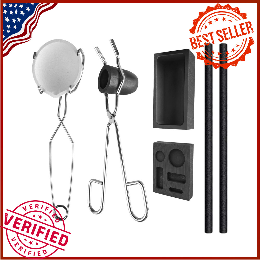 Melting Casting Kit – Graphite Crucible, Ingot Molds & Stir Sticks for Gold, Sil