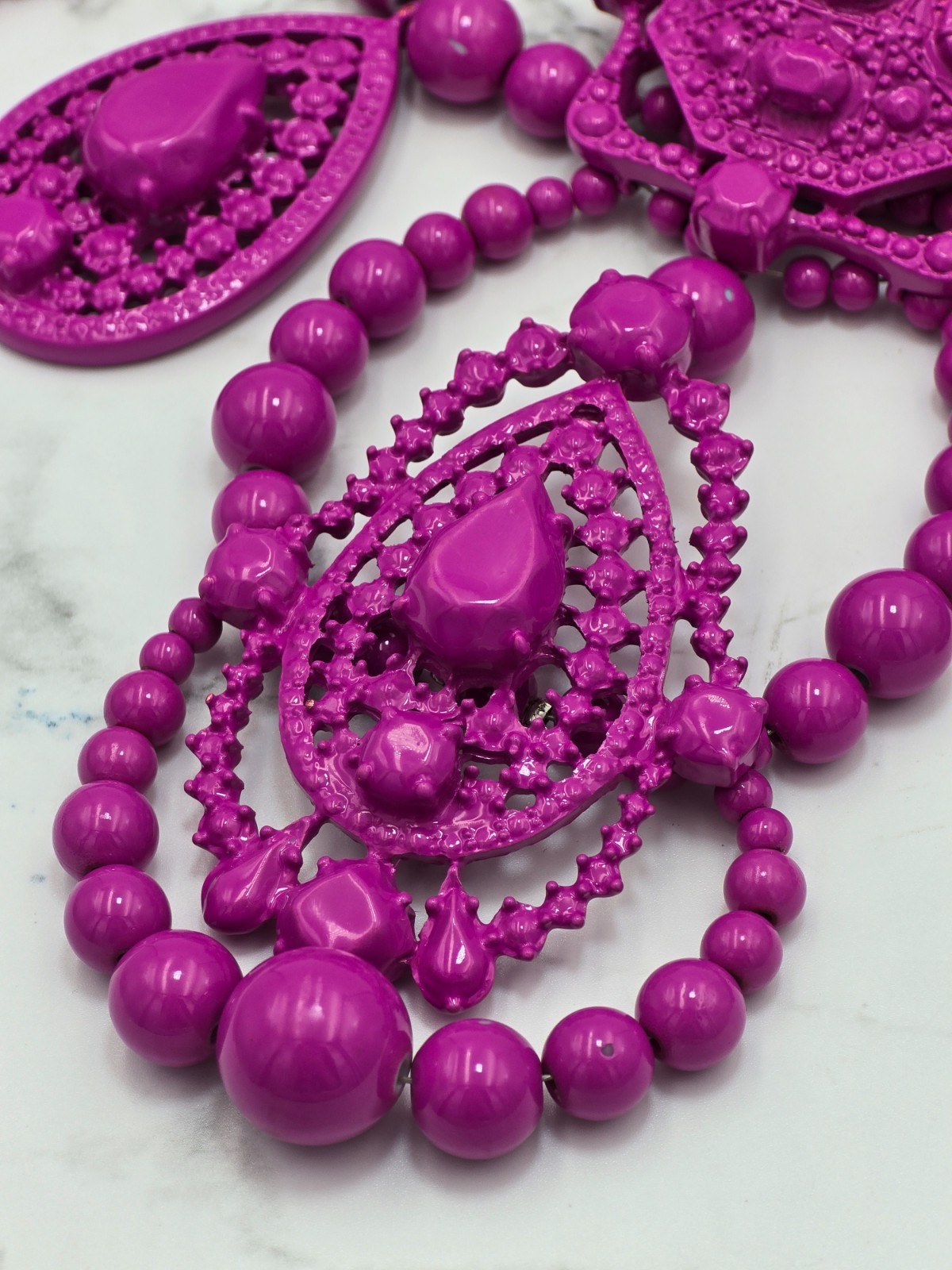 Lanvin H&M Pink Statement Necklace Ribbon Bib Rare Designer Collab