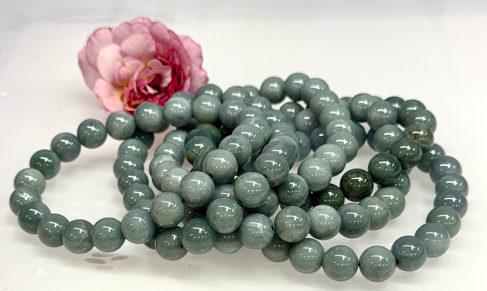 Wholesale 6 Pcs 9.5-10mm Jade Jadeite natural crystal Stretch Bracelet 8”