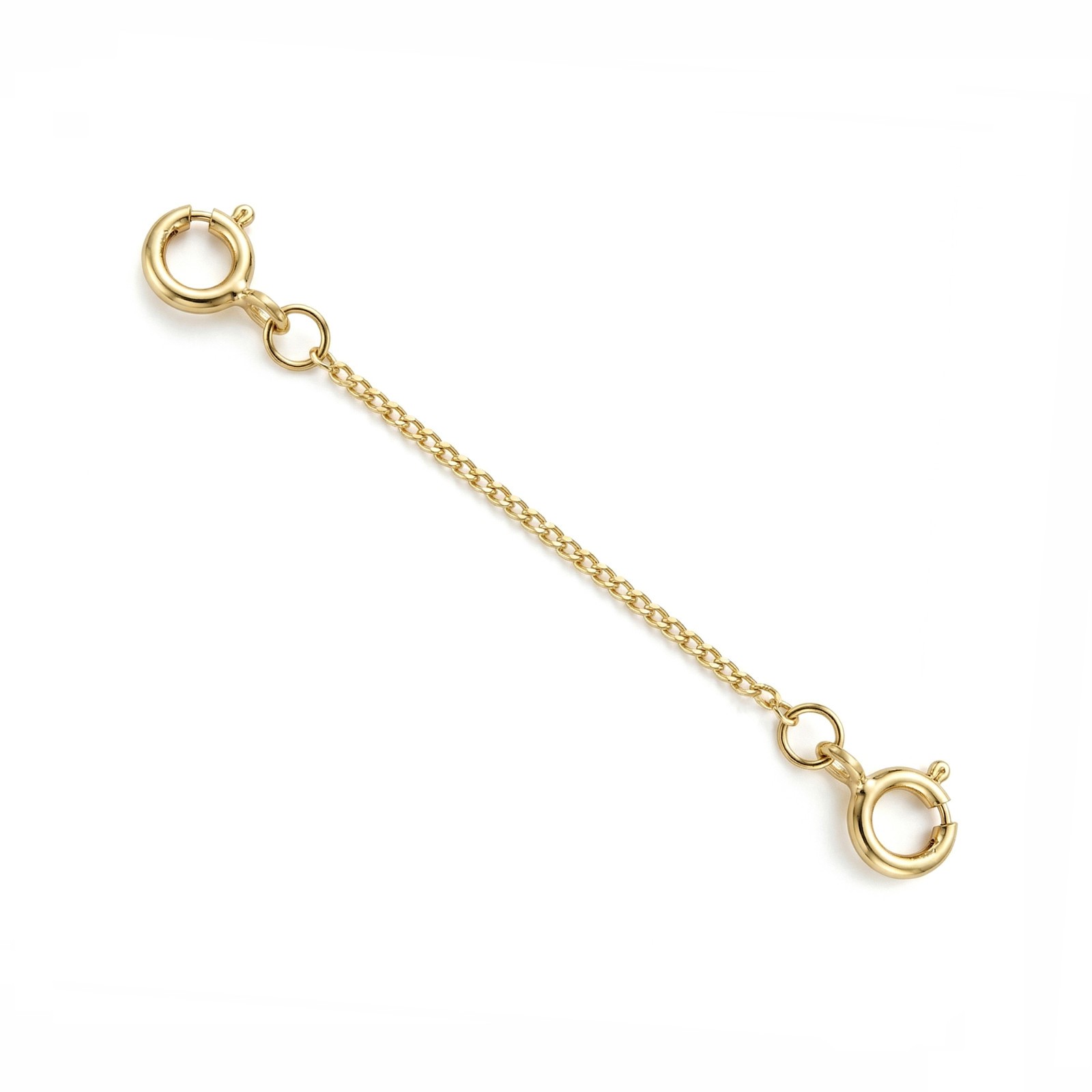 14k Solid Yellow Gold 0.8mm Curb Chain Extender 1″ – 10″ Spring Ring At Each End