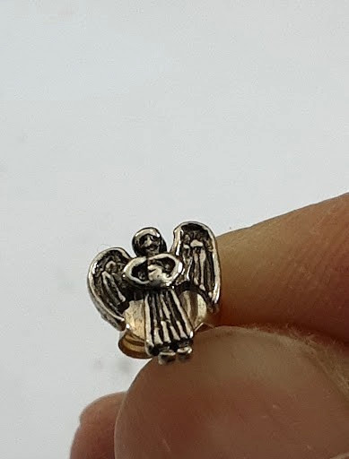 Vintage 925 Sterling Silver Angel Stud Earrings Tiny Detailed 0.98grams