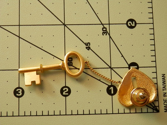 Super Cute More Modern Gold Tone Key To My Heart Push Pin 213C