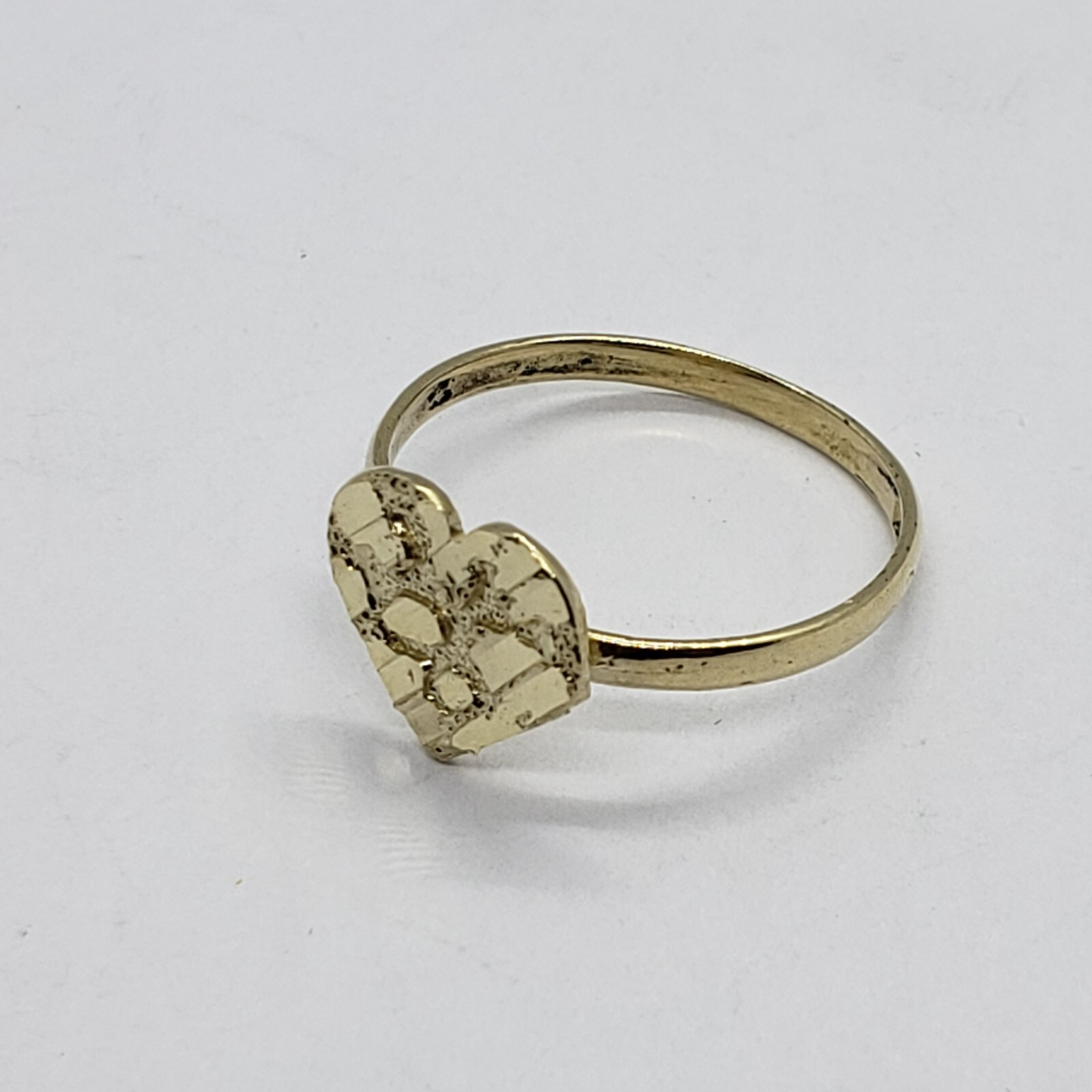 10K Yellow Solid Gold Flat Heart Nugget Ring Small Medium Large Ring Size 3-11