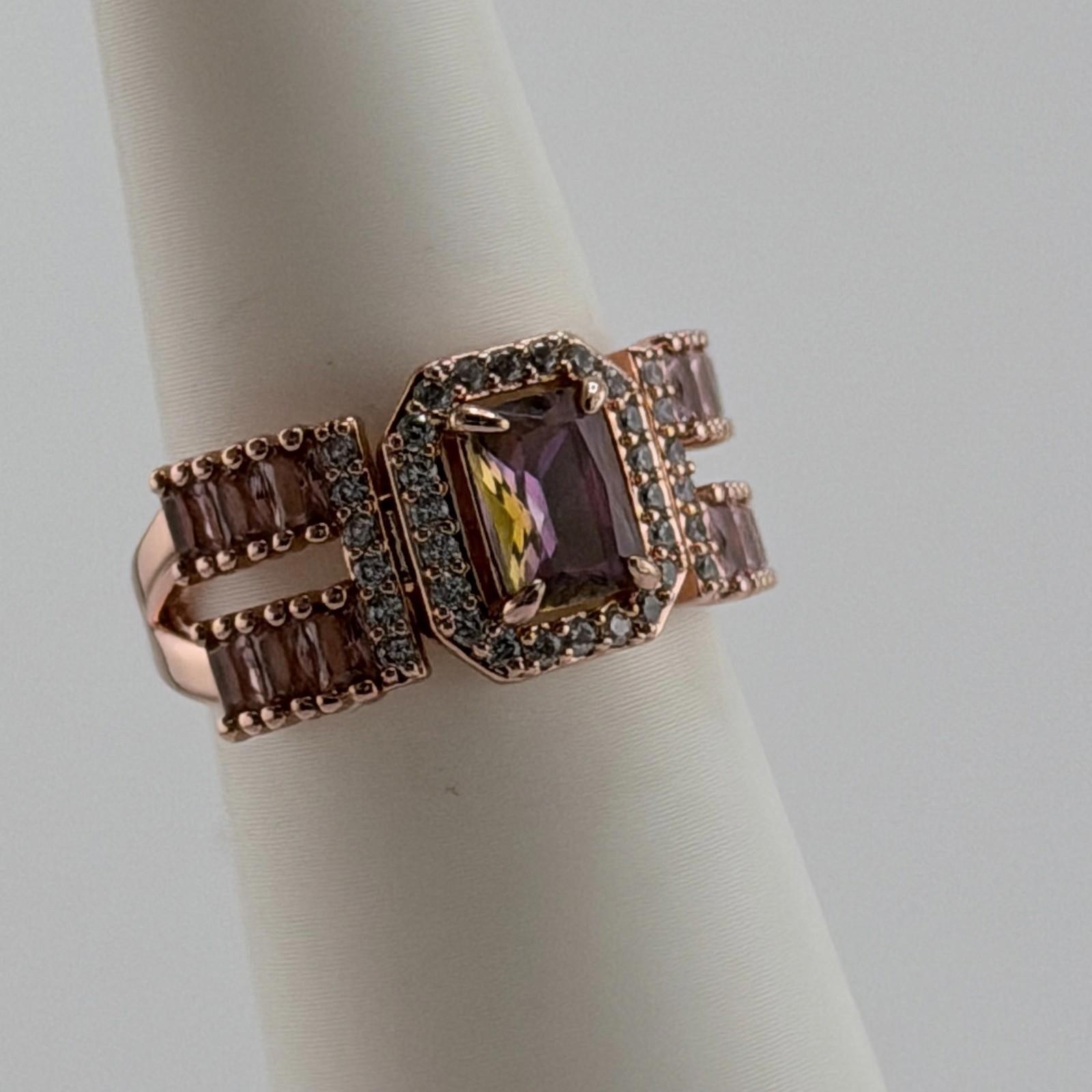 Bomb Party Ring Sz 7 “Fits Like a Glove” Rainbow Topaz on Rose Gold RBP6669