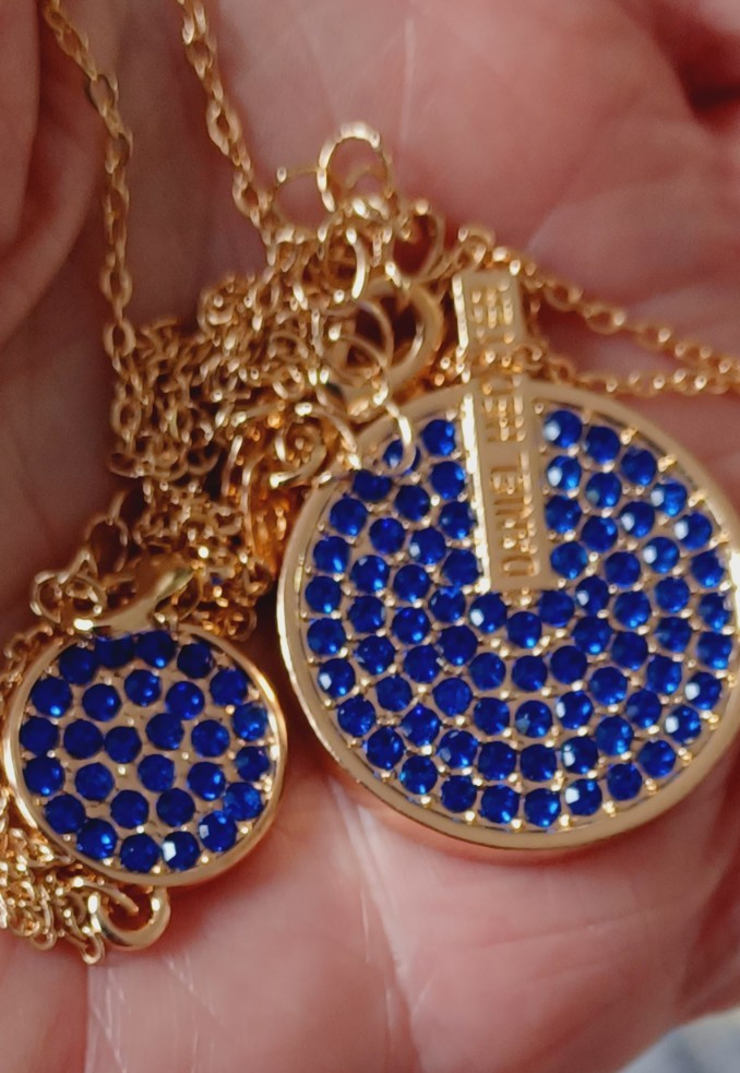 Daniel Hechter Necklace & Bracelet Set Blue Rhinestones Gold Tone Jewellery Gift