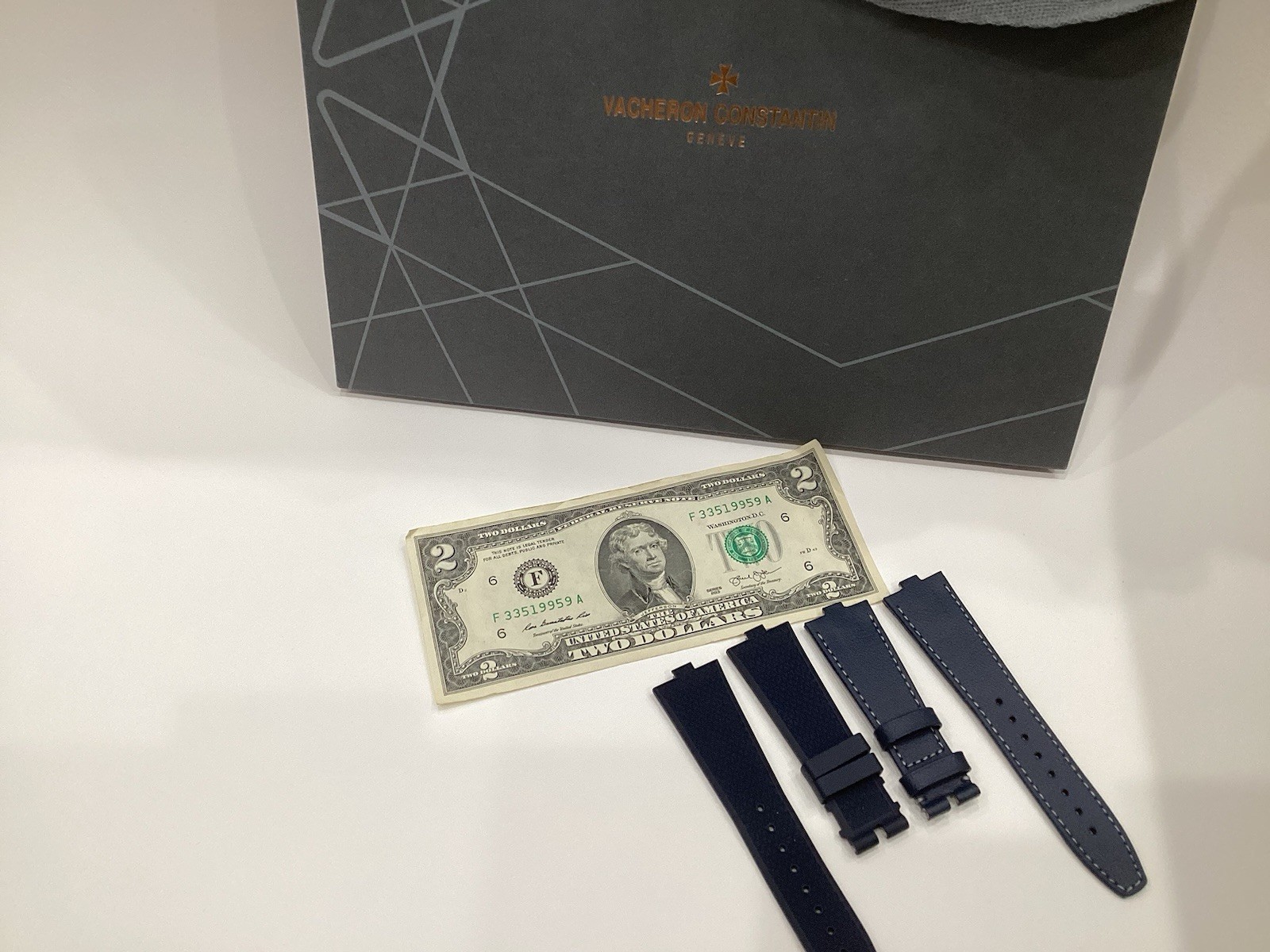 Vacheron Constantin Overseas Gen3 Pair Blue Leather & Rubber Watch Strap OEM