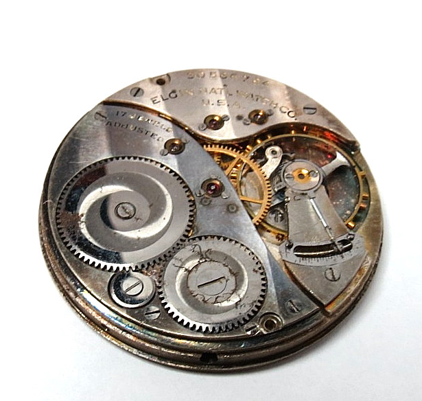 ANTIQUE 1927 ELGIN POCKET WATCH 17’J MOVEMENT BALANCE IS GOOD 39.7mm 4.8mm thick