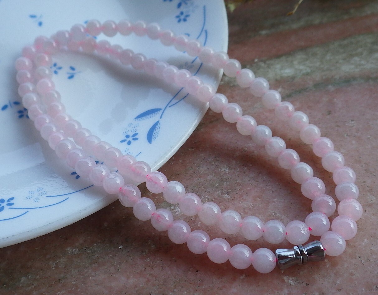 1pcs Pink Lavender Burma Natural A JADE Jadeite 6mm Bead Necklace 20 in 468135