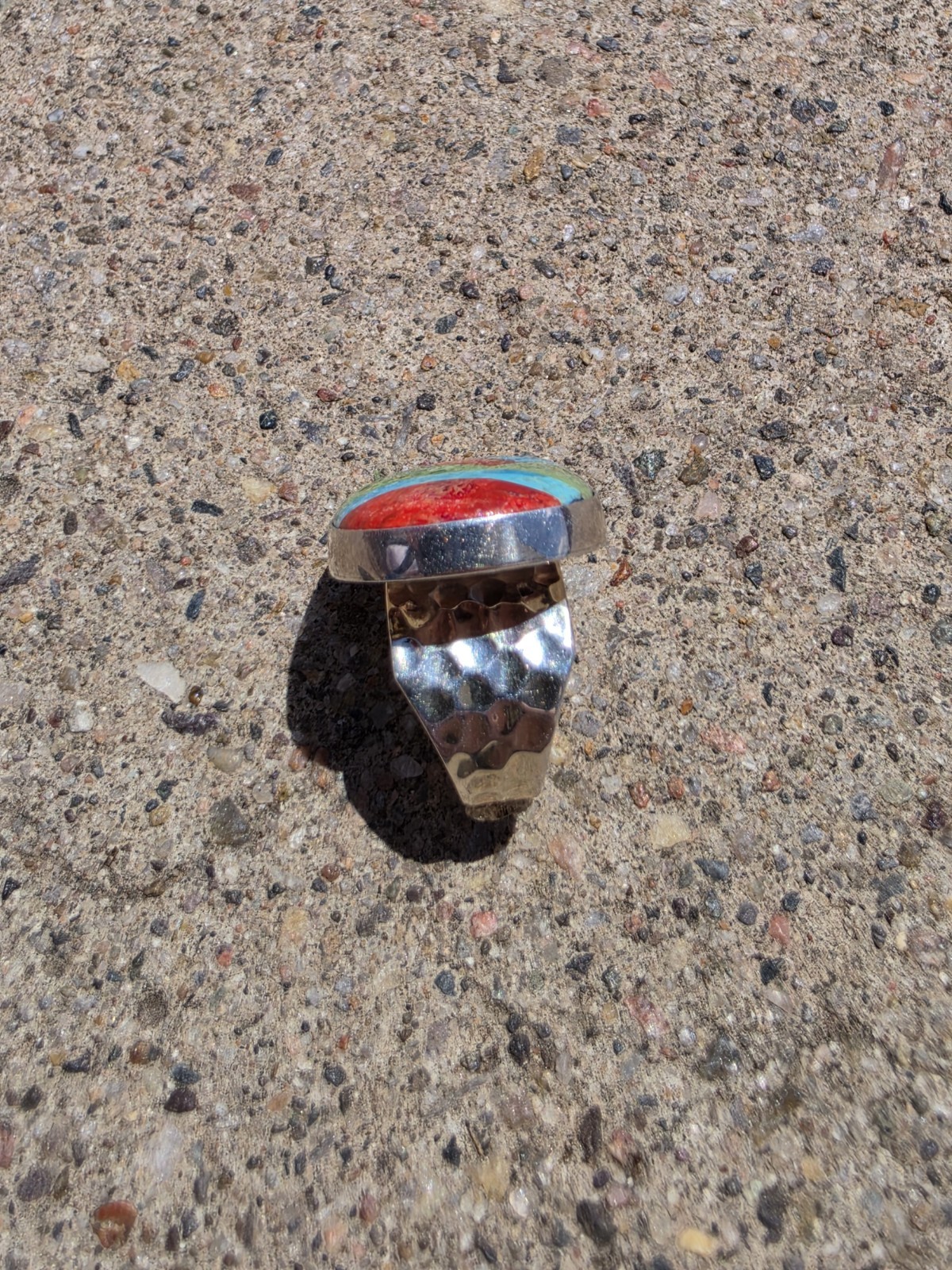 MINE FINDS BY JAY KING DTR Coral & Lemon Lime Turquoise Sterling Silver Ring