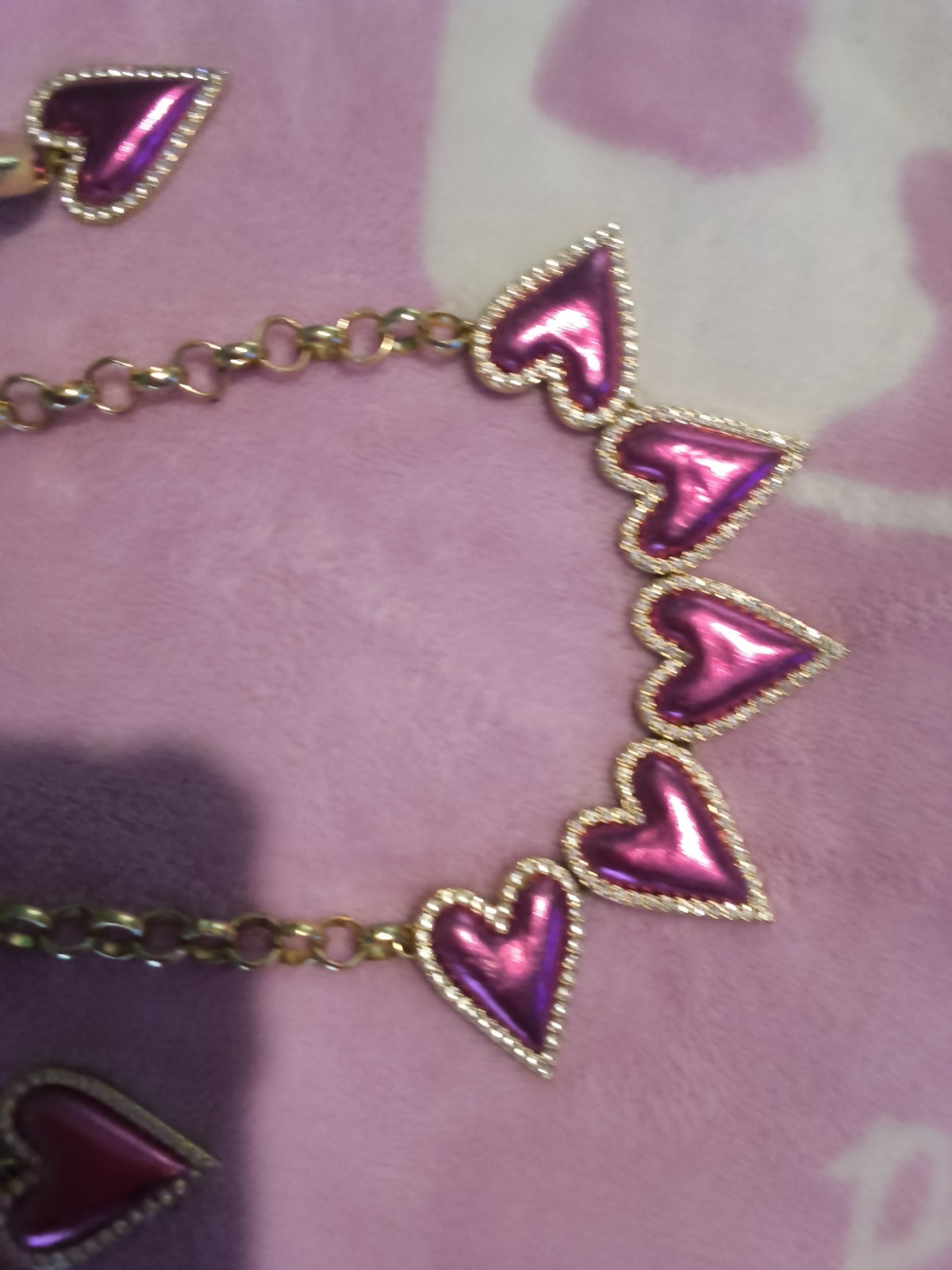 INC international concepts- gold tone, velvet heart necklace and earrings