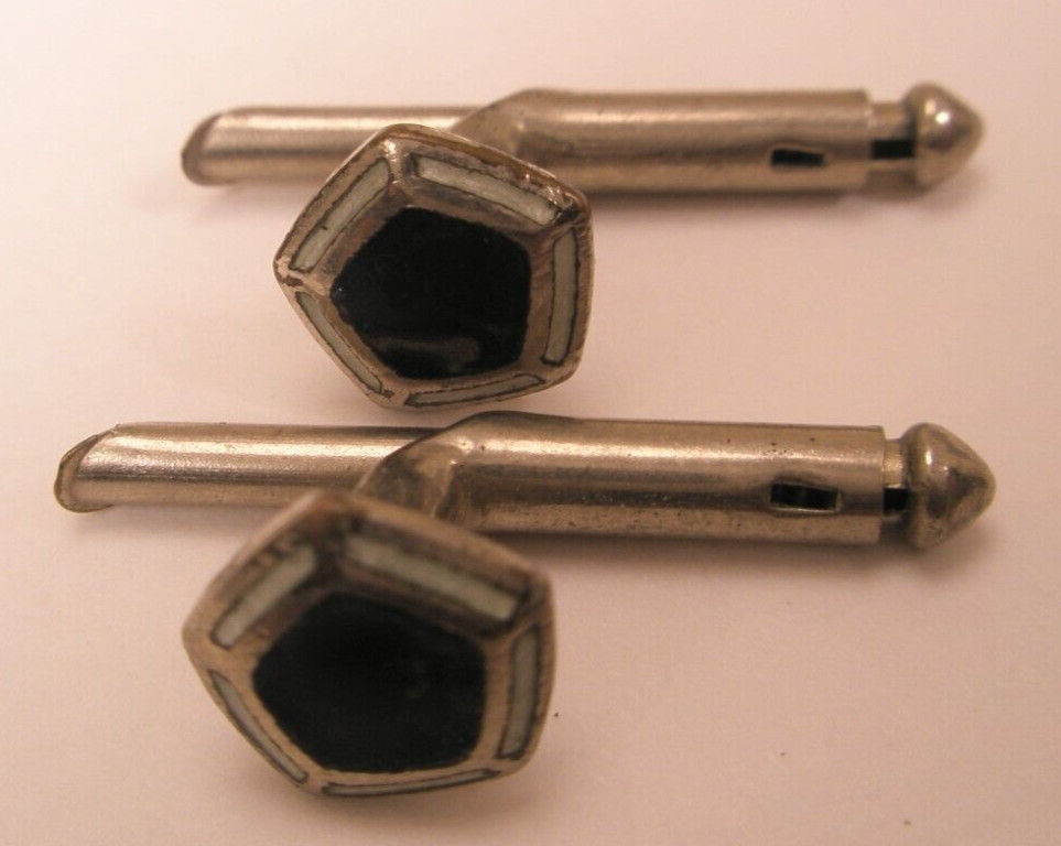 SINGLES (2) 5/16″ Pentagon Black Vintage Formal Tux Prom Groom Shirt Stud b237