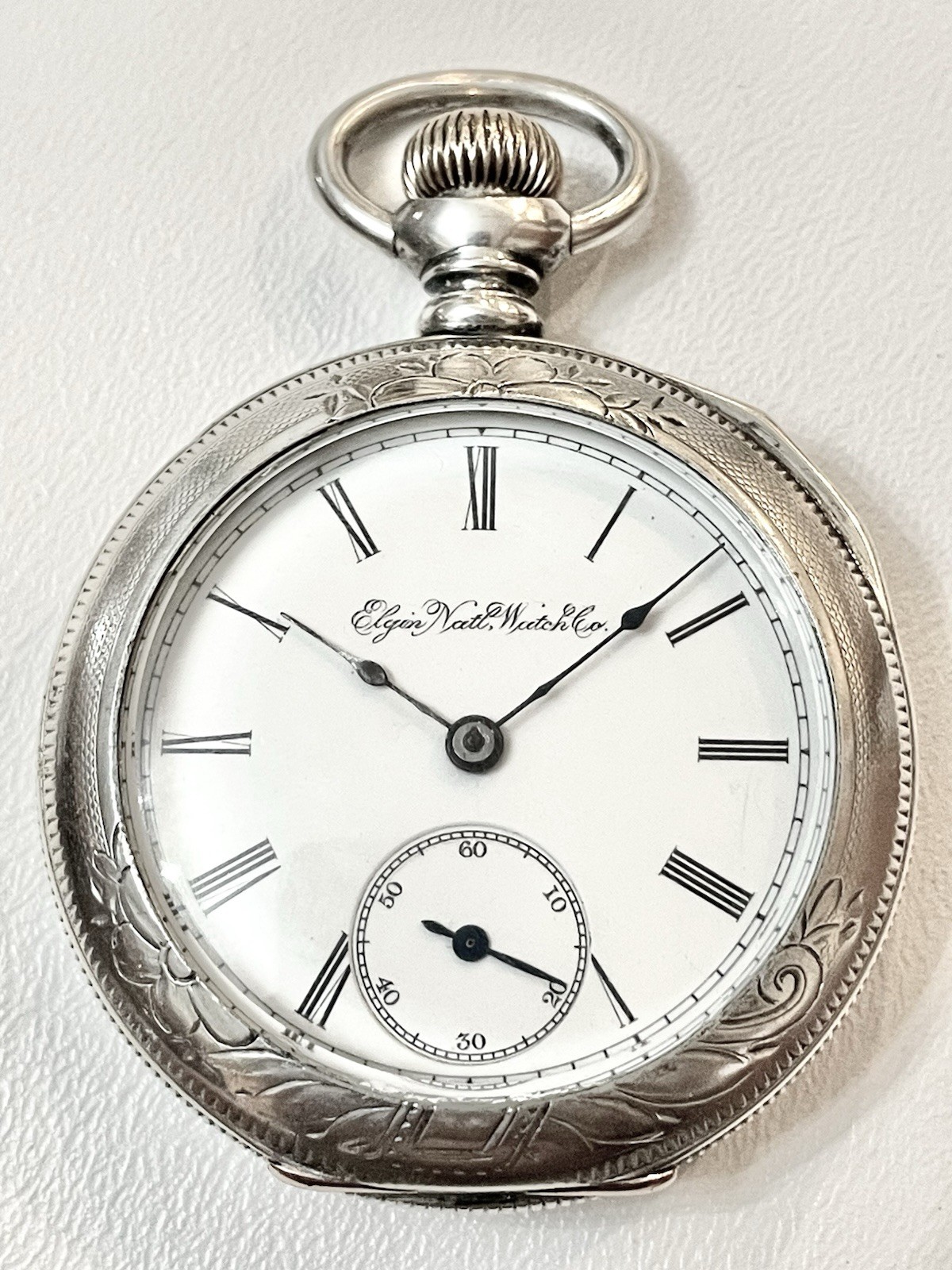 Excellent 1896 Elgin Coin Silver 18S Pocket Watch Serviced keep time 156g. 56mm.