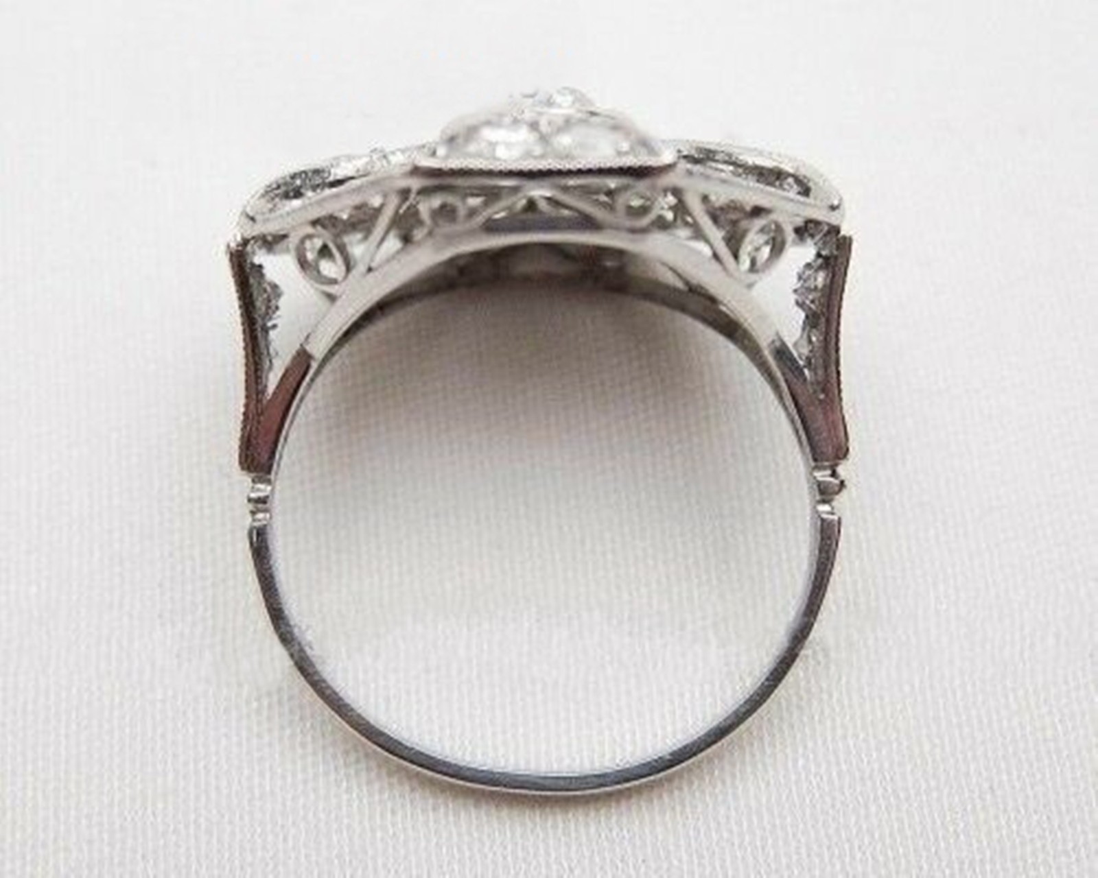 14K Gold Art Deco Old European Cut Lab Created Diamond Filigree Engagement Ring