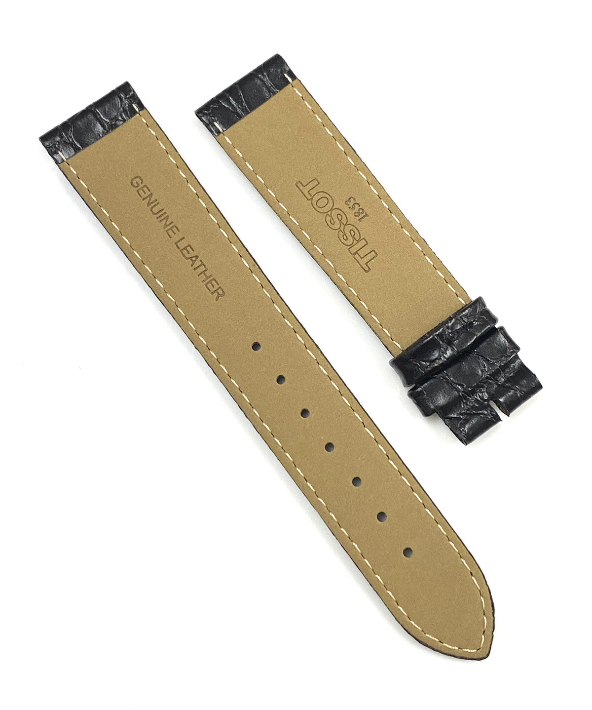 Genuine Tissot 18mm x 16mm Black Alligator Leather Watch Band Strap