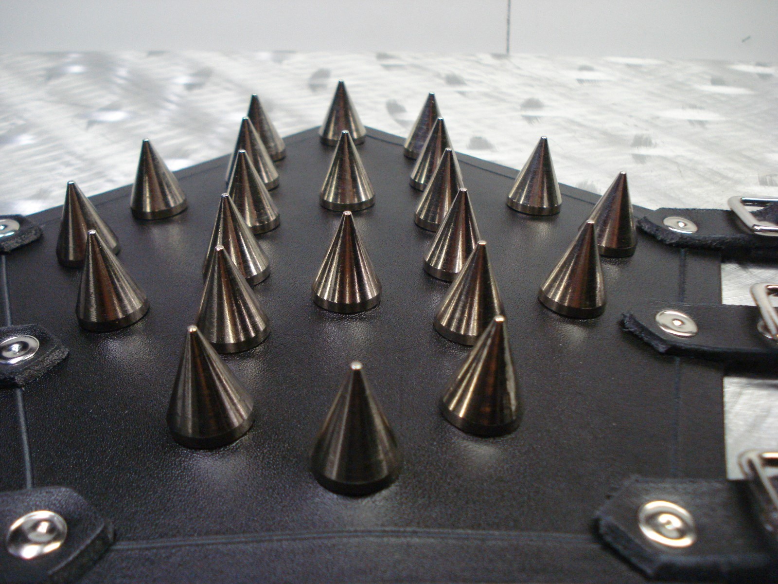 LEATHER CONE SPIKE GAUNTLETS. BLACK DEATH (MDLG0099)….. ANGEL CORPSE’S