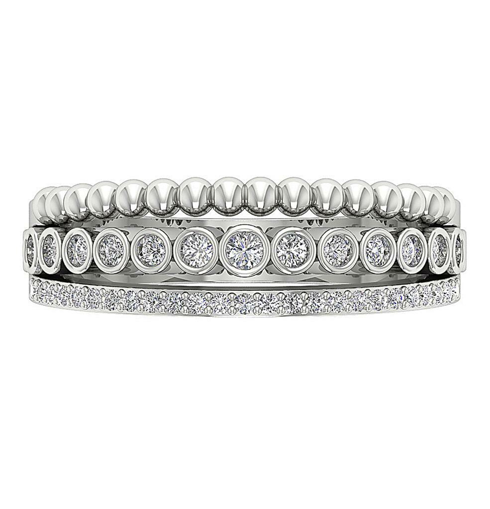 Anniversary Ring VVS1 E 0.50 Ct Natural Round Diamond 14K Solid Gold 6.90 mm