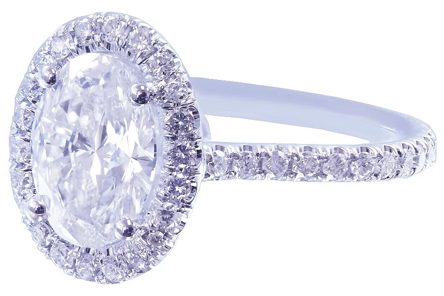 Certified Natural 1.2ct VS1 F Oval White Diamond AAA 14K White Gold Wedding Ring