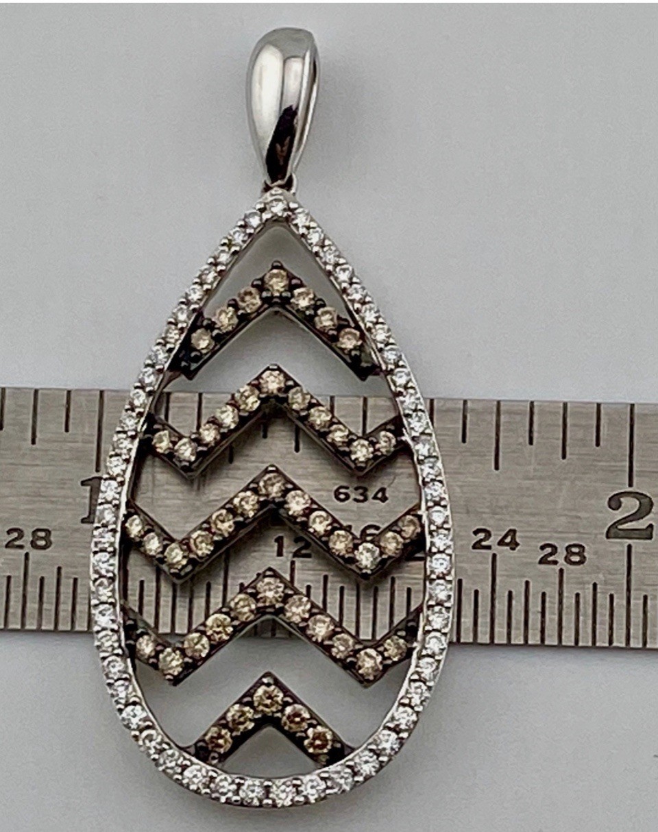 Le Vian 14k White Gold Teardrop Chevron Diamond Pendant 0.69 CTW 18″