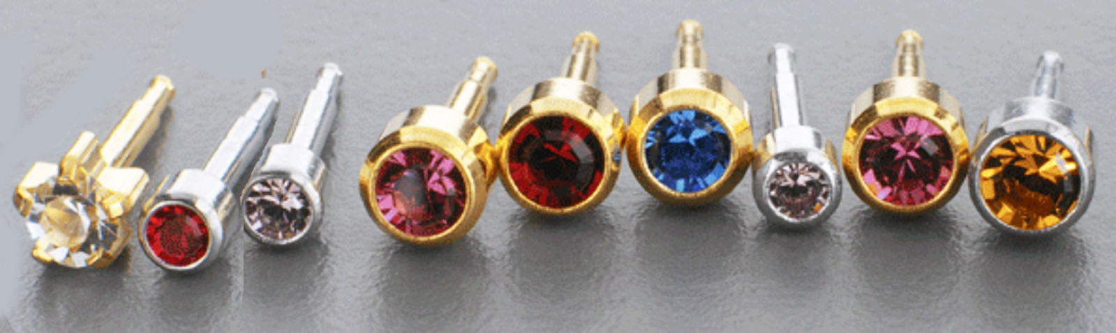 Birthstone STERILE 24K GOLD over Surgical Steel Ear Piercing Earrings Studs BABY