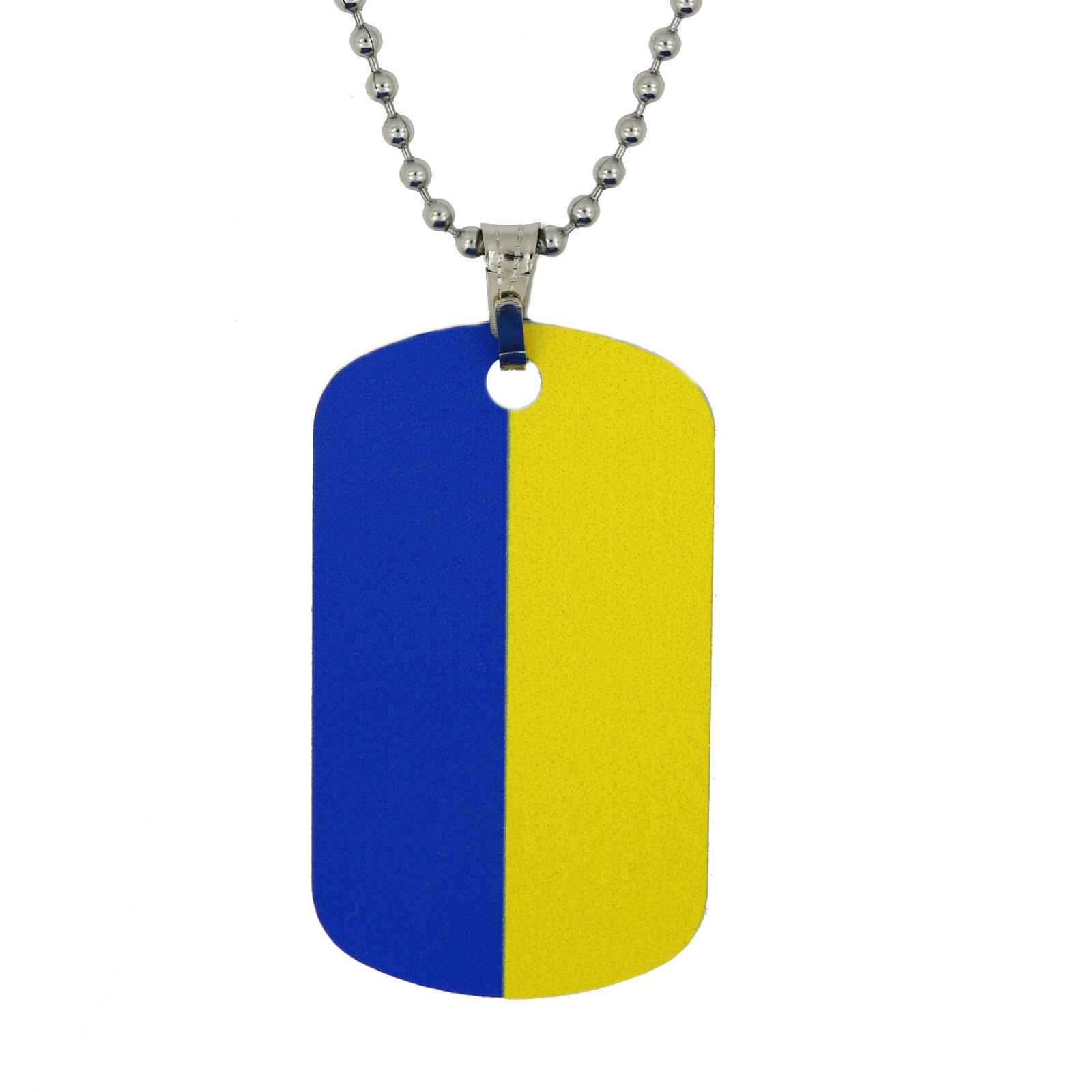 Double Sided Ukraine Trident Symbol And Flag Dog Tag Pendant with Ball Chain