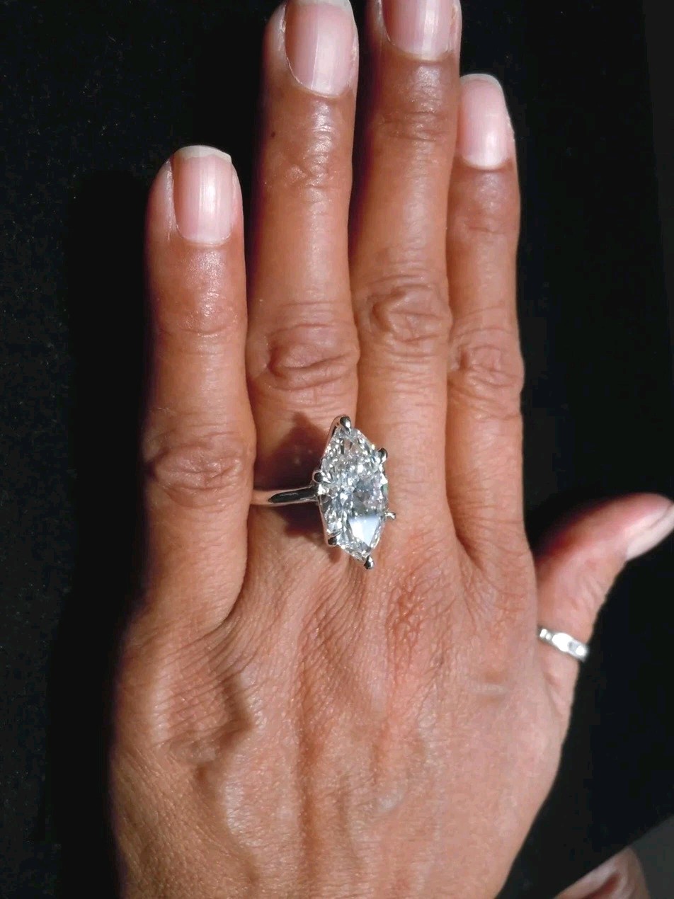 Rare 19 Ct Certified Treated Off White Diamond Solitaire Ring In 925 Silver