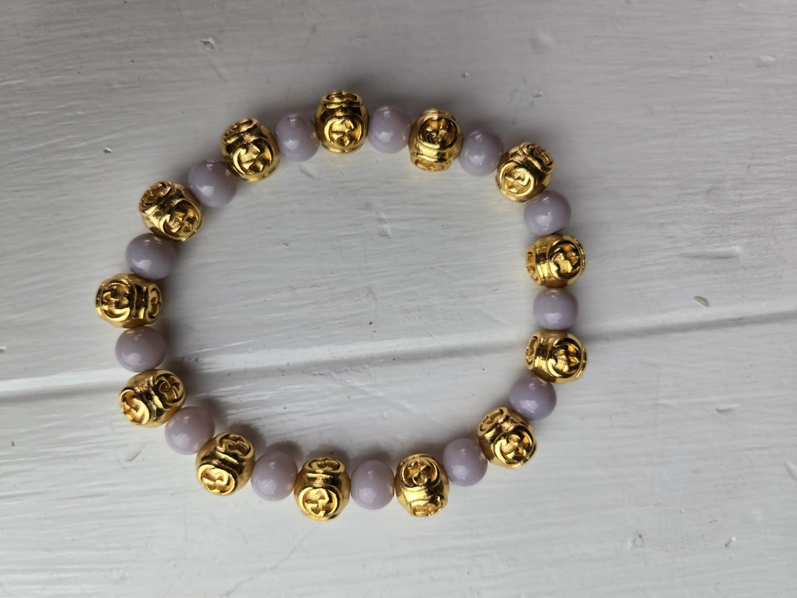 Gold Beed And Gray Stone Beed Designer Unisex Designer Stretches