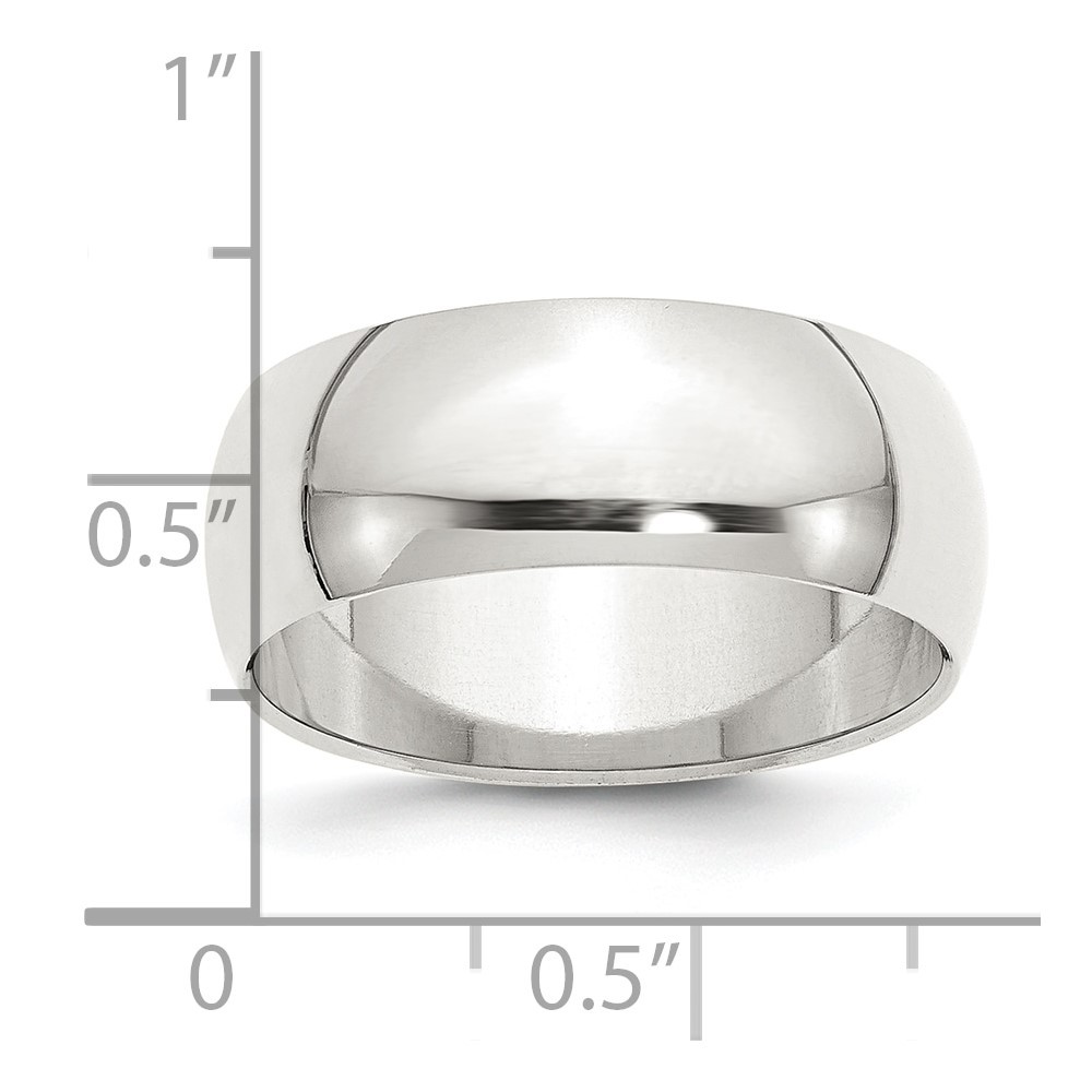 Sterling Silver 8mm Half Round Band Ring Size 9 for Men’s