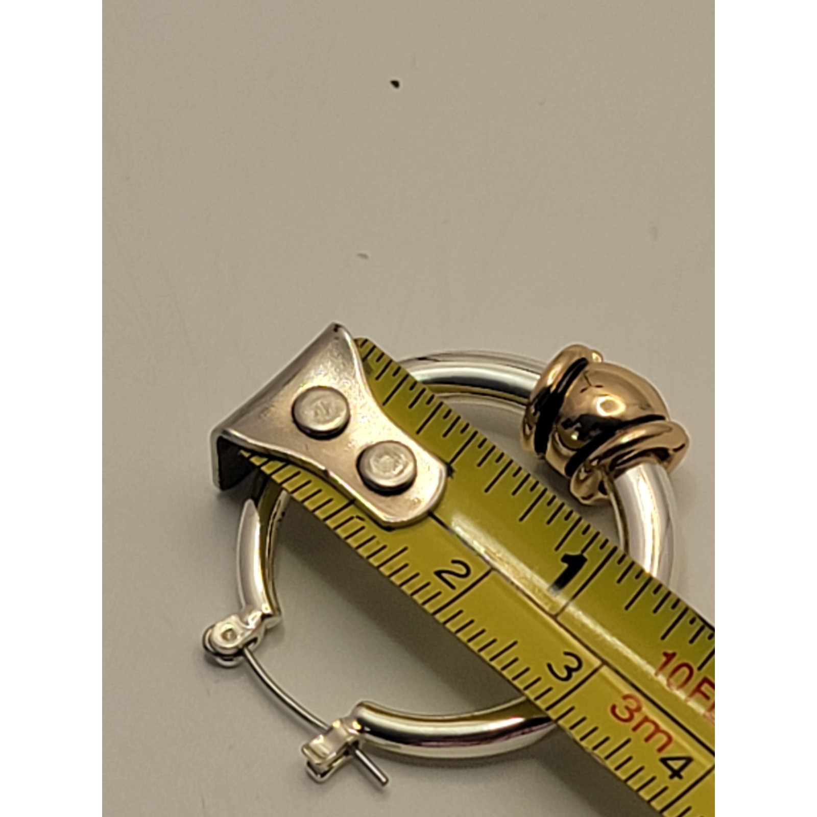 Two Tone Silver and Gold Hoop Earrings with Latch Back J445