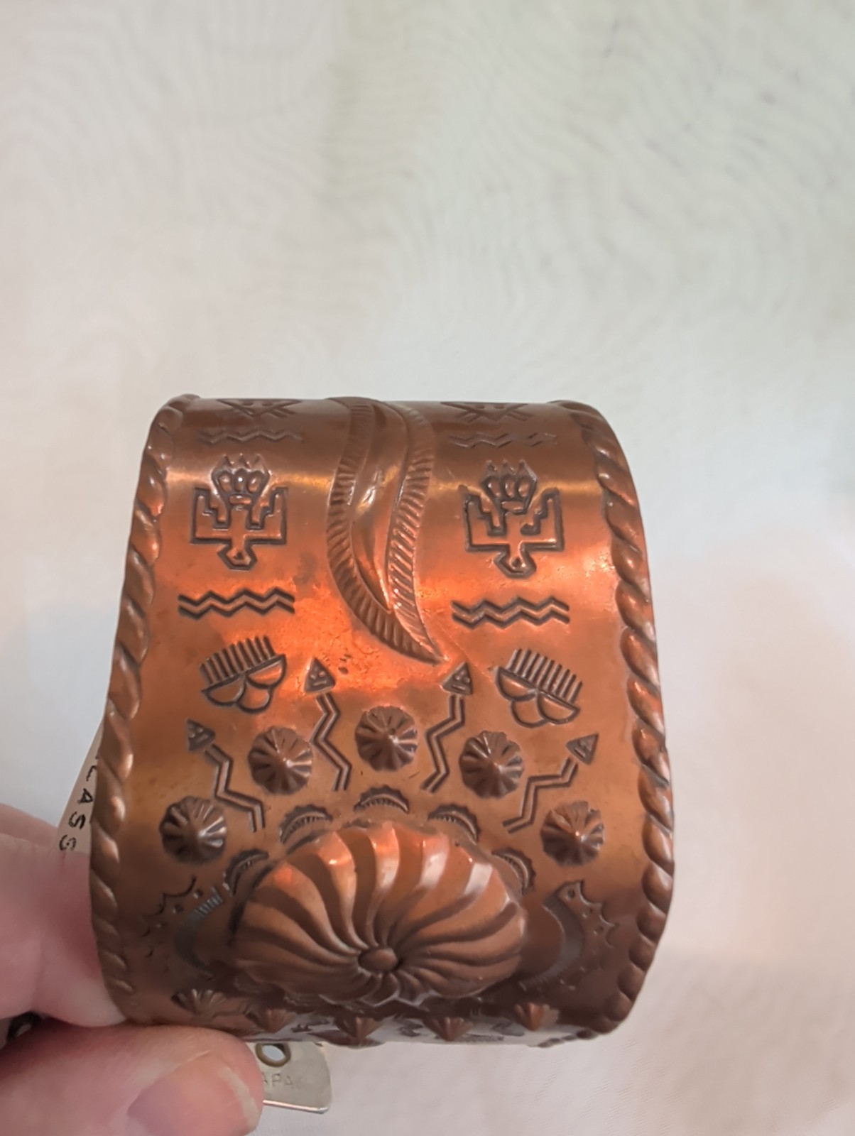Bell Trading Post Story Teller Thunderbird Copper Native American Cuff Bracelet