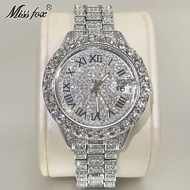 Hip Hop Luxury Ice out Women’s Watch Iced King Bling Silver Cz Diamond Best Gift