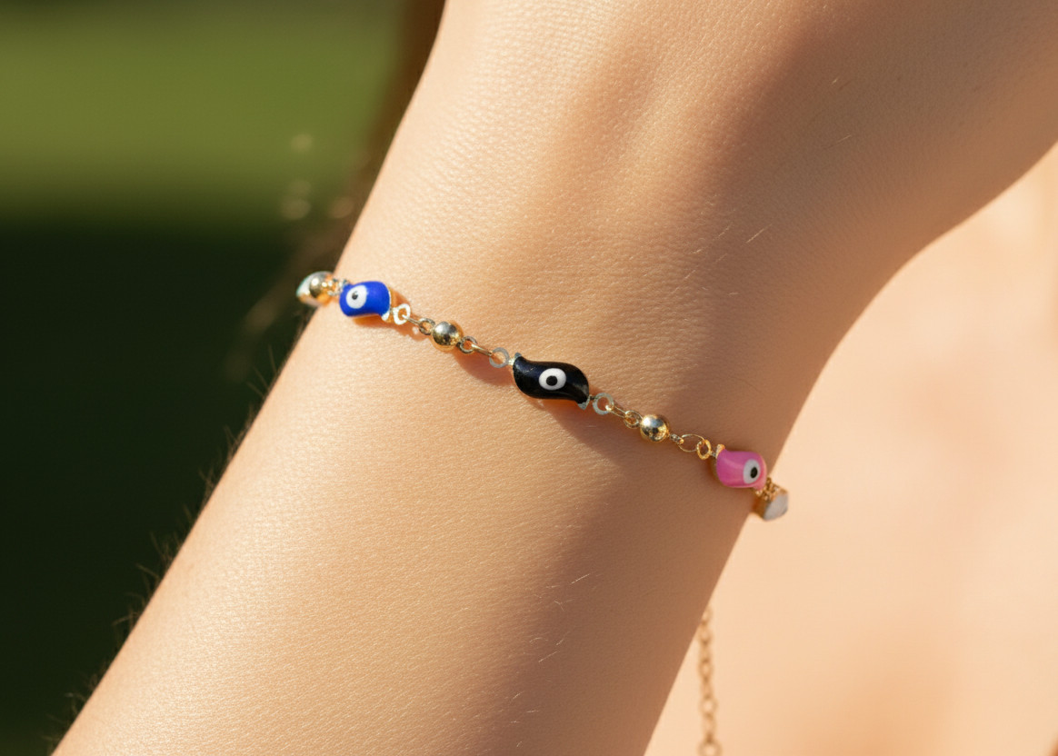 Stacking Bracelet, Evil Eye Bracelet Colorful Nazar Charm Wrist Jewelry