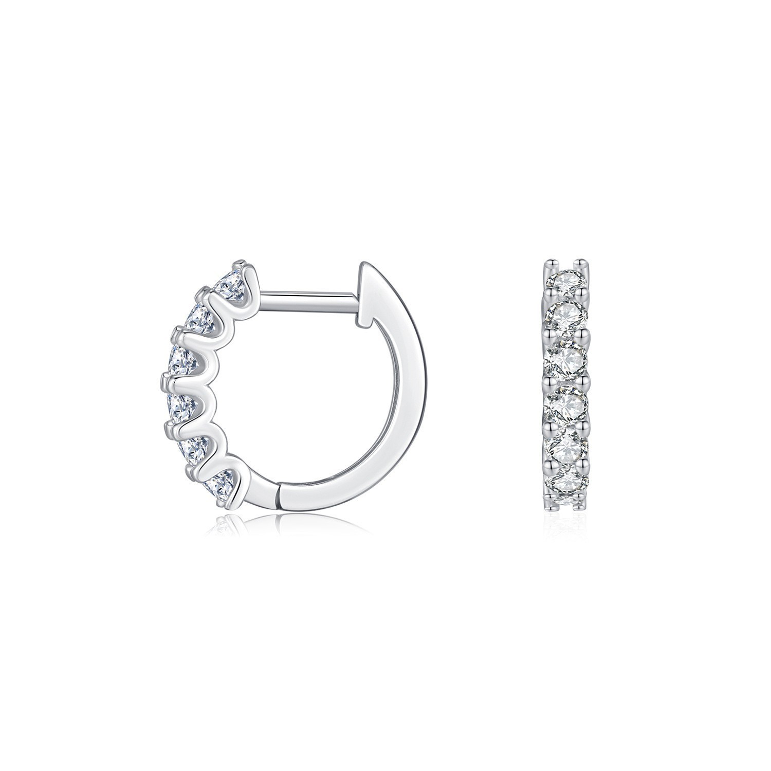 925 Sterling Silver D Color VVS1 Moissanite Pave Huggie Hoop Earrings